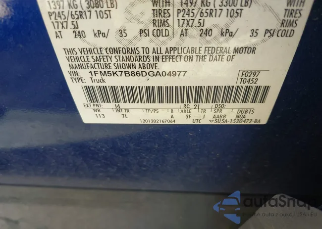 1FM5K7B86DGA04977: 43228044