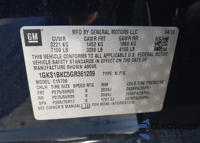 1GKS1BKC5GR361209: 43228052