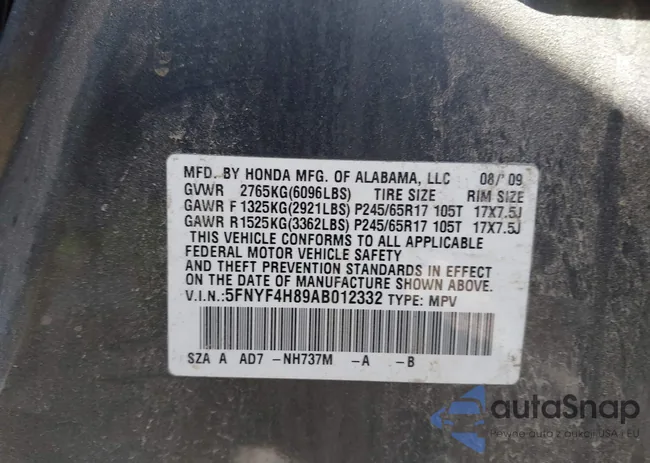 5FNYF4H89AB012332: 43228058