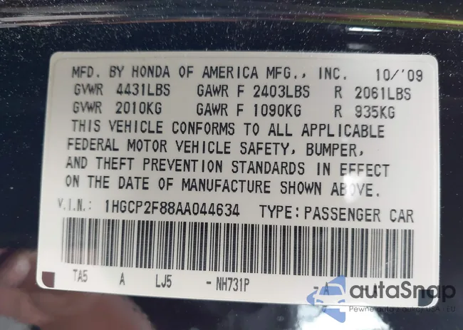 1HGCP2F88AA044634: 43228130