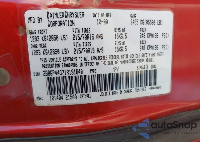 2B8GP44G71R191640: 43228150