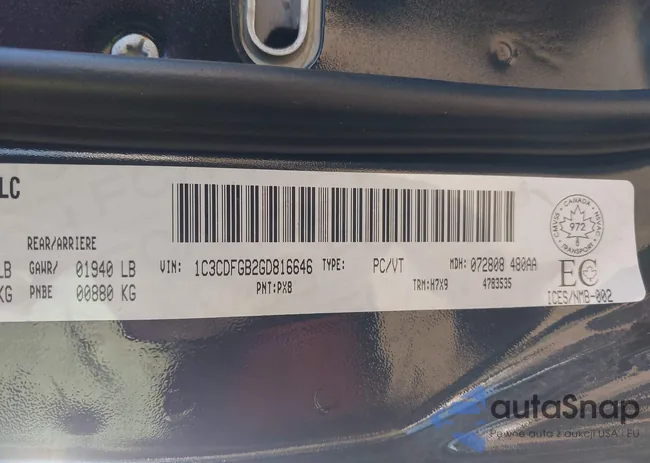 1C3CDFGB2GD816646: 43228314