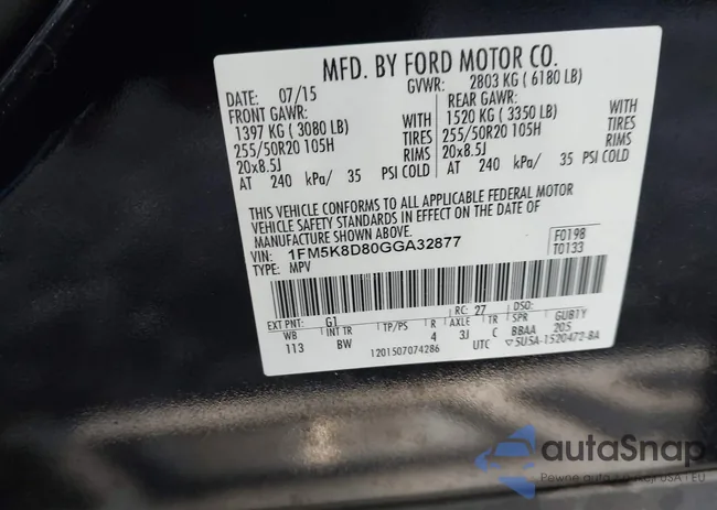 1FM5K8D80GGA32877: 43228376