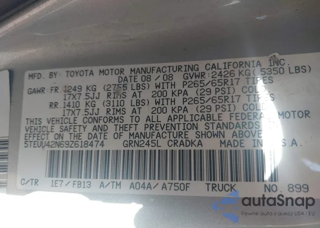 5TEUU42N69Z618474: 43227695