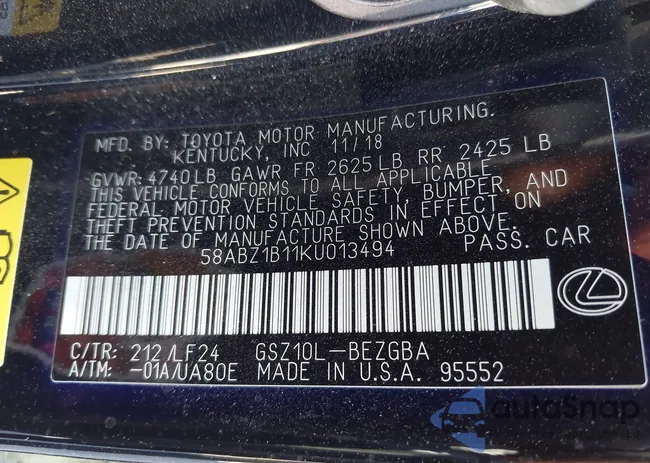 58ABZ1B11KU013494: 43227736