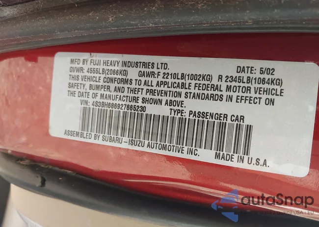 4S3BH686927665230: 43227775