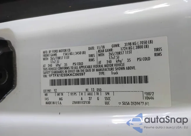 1FTFX1E55KKC06597: 43227795