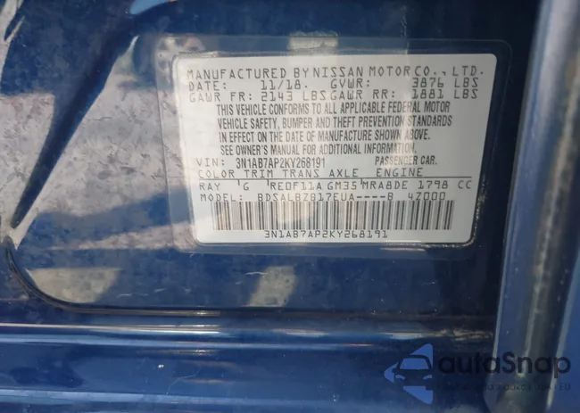 3N1AB7AP2KY268191: 43227800