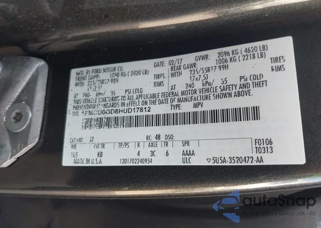 1FMCU0GD8HUD17812: 43228897