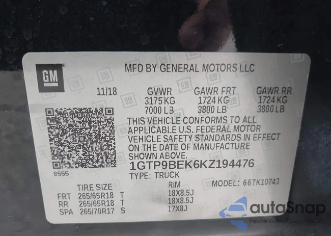 1GTP9BEK6KZ194476: 43228900