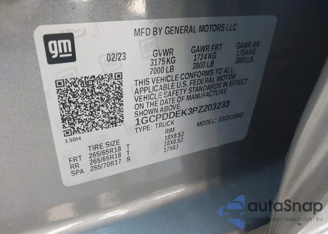 1GCPDDEK3PZ203233: 43228951