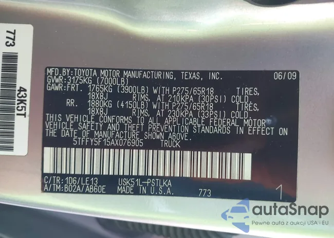 5TFFY5F15AX076905: 43229120