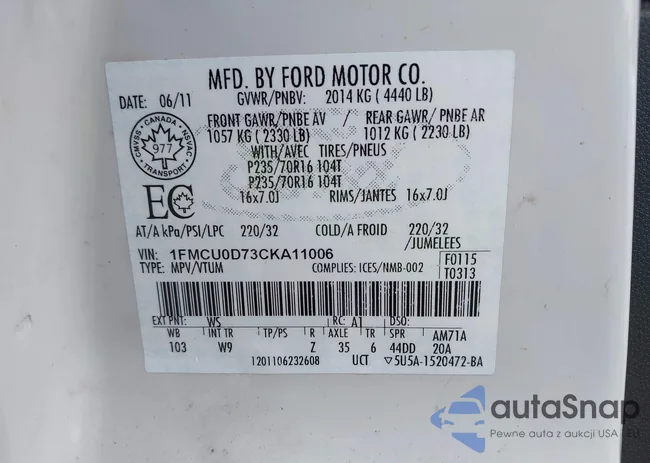 1FMCU0D73CKA11006: 43229173