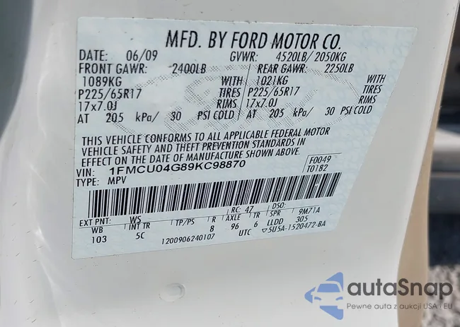 1FMCU04G89KC98870: 43229324