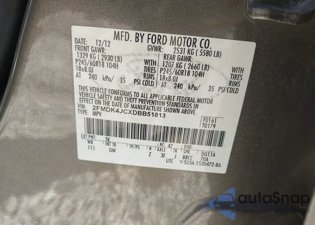 2FMDK4JCXDBB51813: 43229340