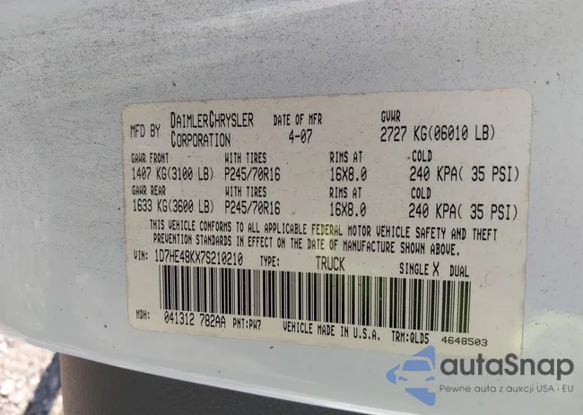 1D7HE48KX7S210210: 43229386