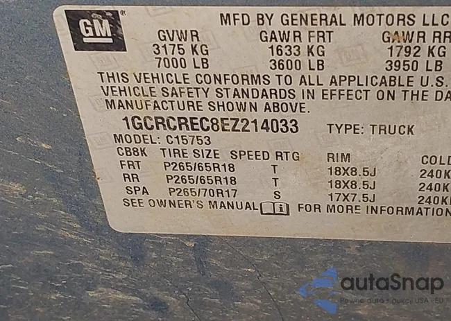 1GCRCREC8EZ214033: 43229425