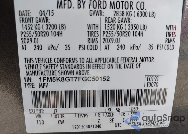 1FM5K8GT7FGC50152: 43229448