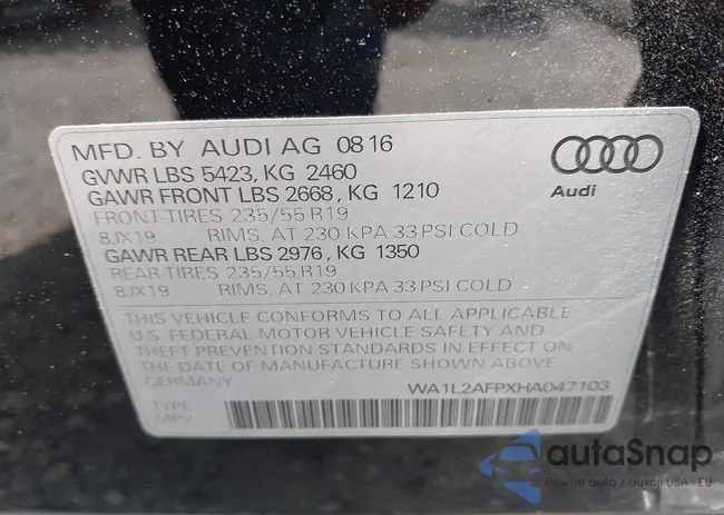 WA1L2AFPXHA047103: 43229459