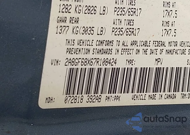 2A8GF68X67R108424: 43228551