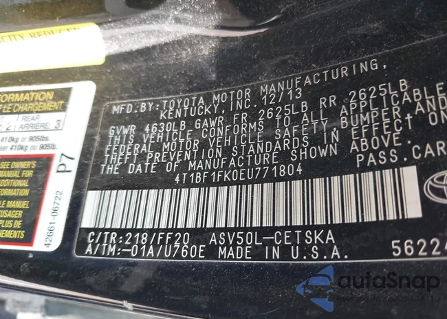 4T1BF1FK0EU771804: 43228601