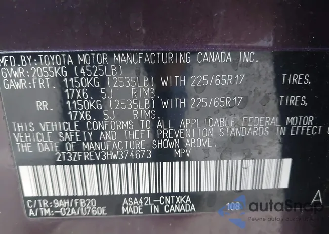 2T3ZFREV3HW374673: 43228618