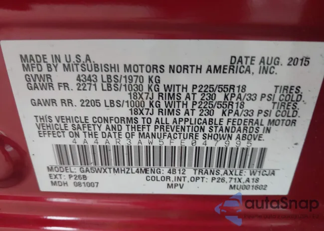 4A4AR3AW5FE047995: 43228708