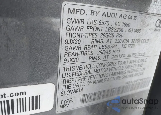 WA1LAAF71HD014122: 43228723