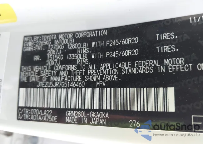 JTEZU5JR7G5146460: 43229909