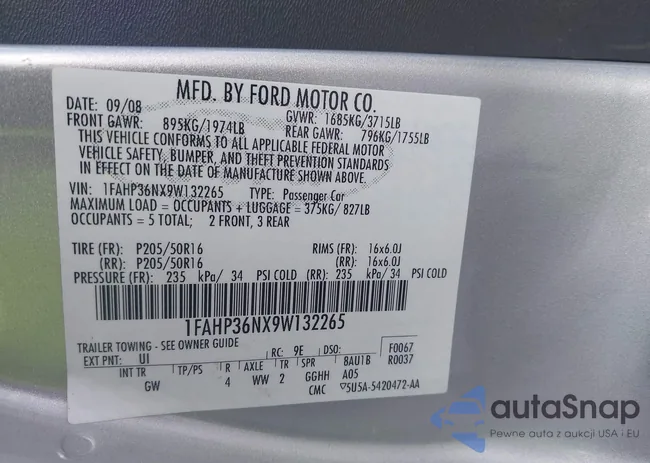 1FAHP36NX9W132265: 43229932