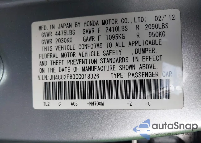 JH4CU2F83CC018326: 43229956