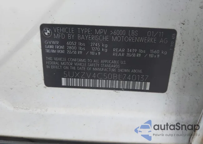 5UXZV4C50BL740137: 43230105