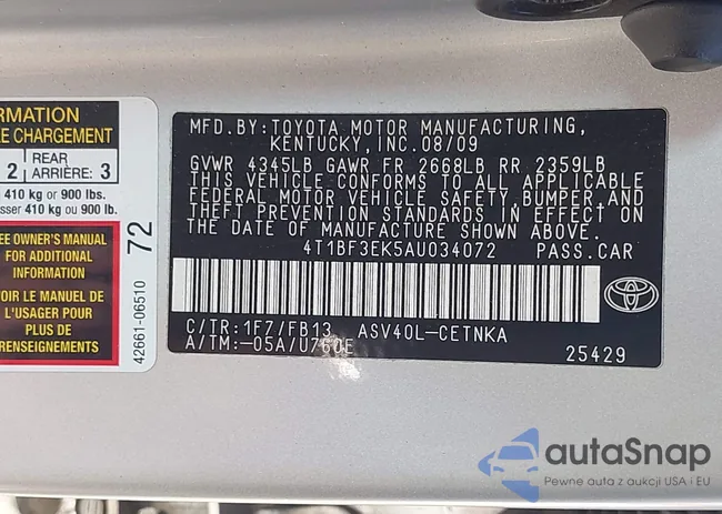 4T1BF3EK5AU034072: 43230162