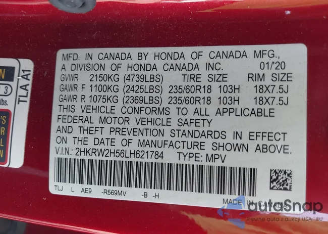 2HKRW2H56LH621784: 43230213