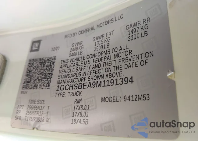 1GCHSBEA9M1191394: 43230237