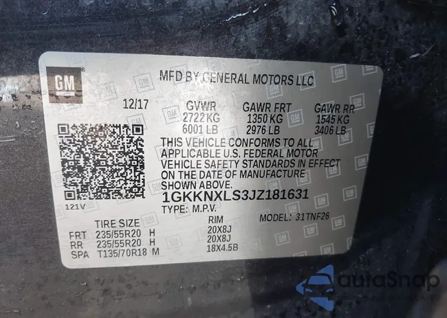 1GKKNXLS3JZ181631: 43230288