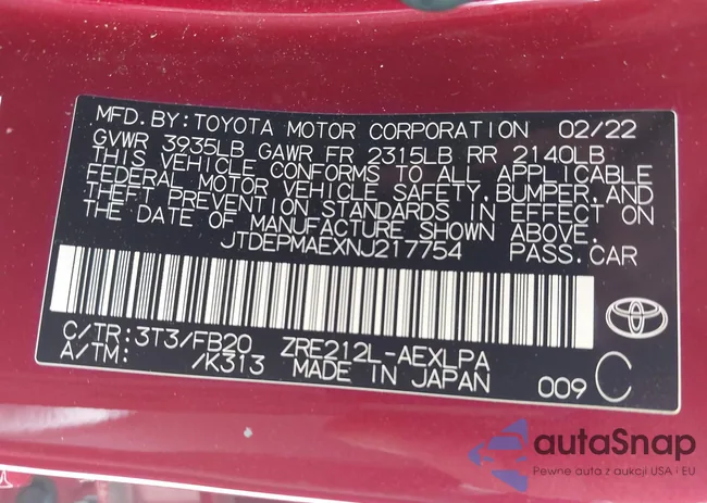 JTDEPMAEXNJ217754: 43230374