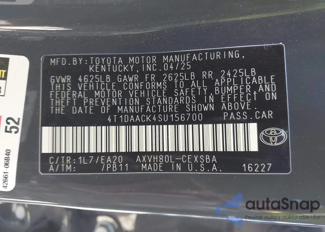 4T1DAACK4SU156700: 43230403