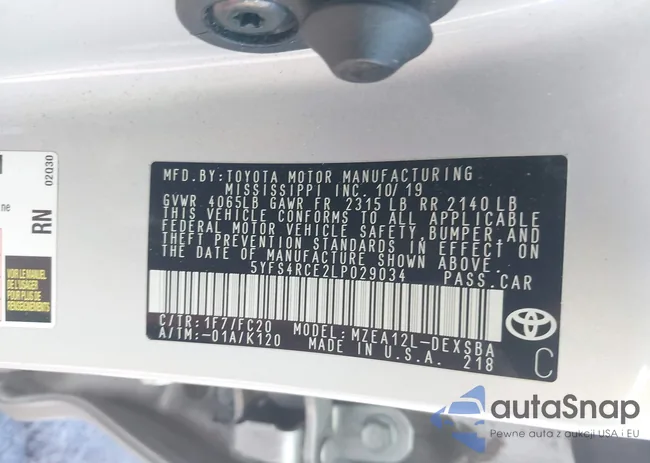 5YFS4RCE2LP029034: 43229511