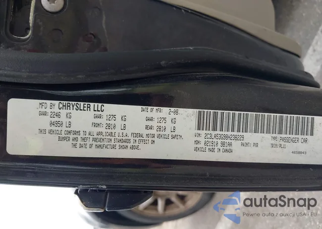 2C3LA53G98H238229: 43229598