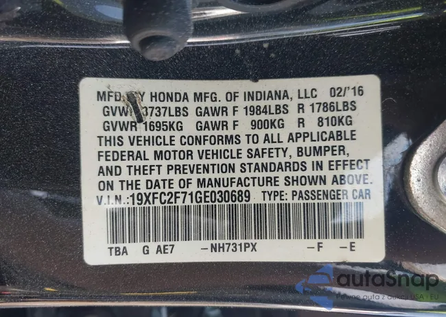 19XFC2F71GE030689: 43229624