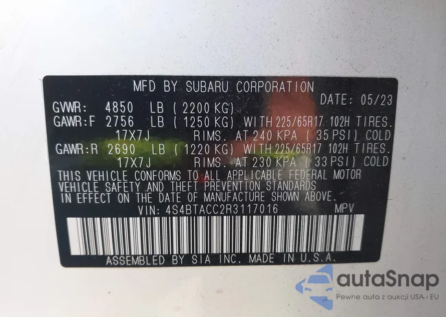 4S4BTACC2R3117016: 43229665