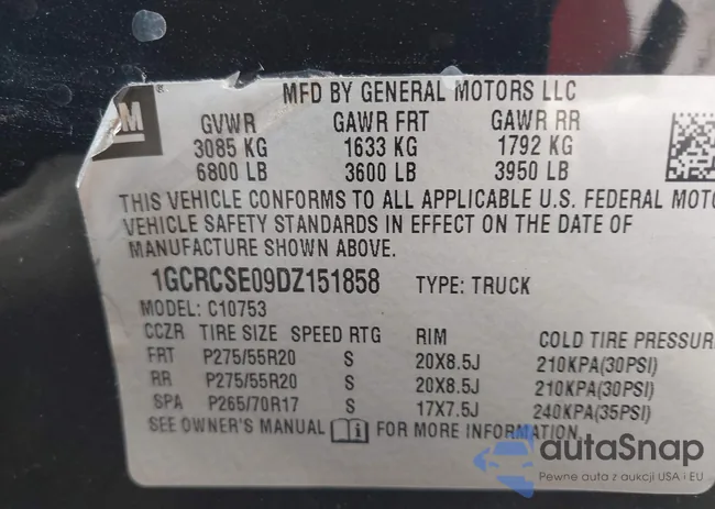 1GCRCSE09DZ151858: 43229732