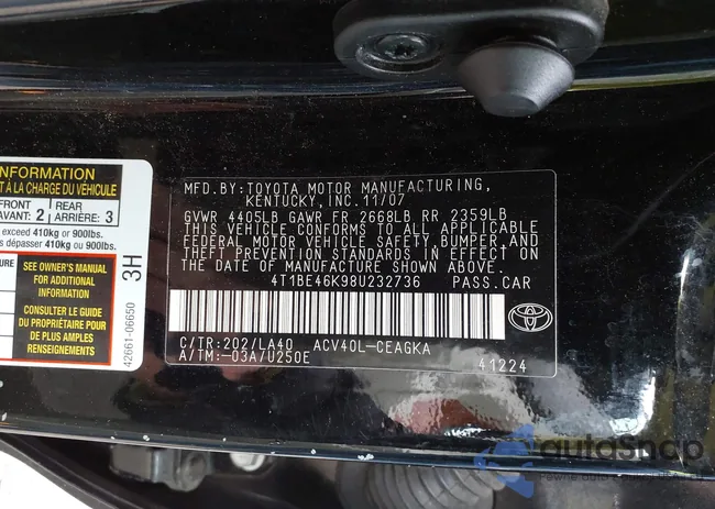 4T1BE46K98U232736: 43229747