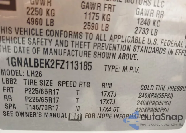 1GNALBEK2FZ113185: 43229823
