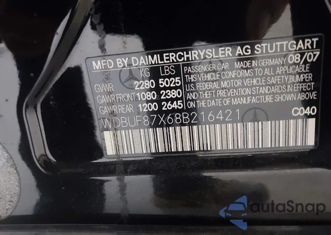 WDBUF87X68B216421: 43229862