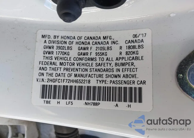 2HGFC1F72HH652218: 43230902