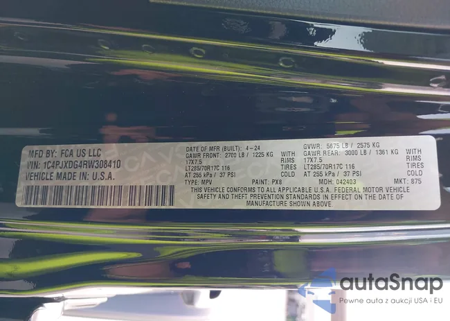 1C4PJXDG4RW308410: 43230979