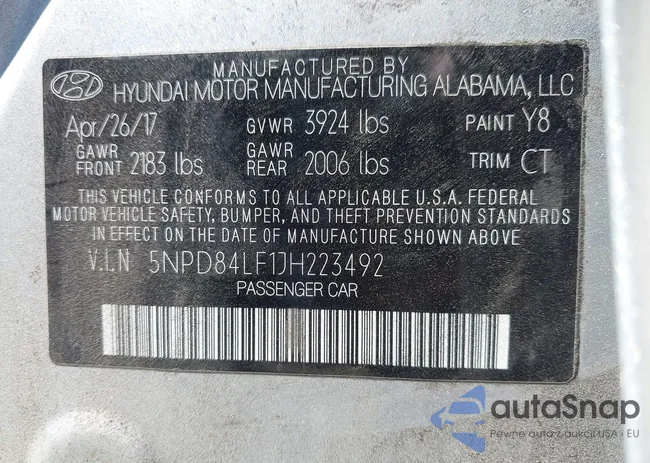 5NPD84LF1JH223492: 43231021