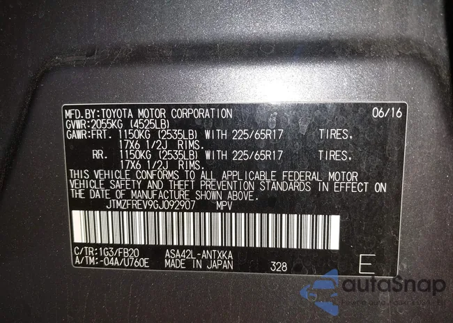 JTMZFREV9GJ092907: 43231041